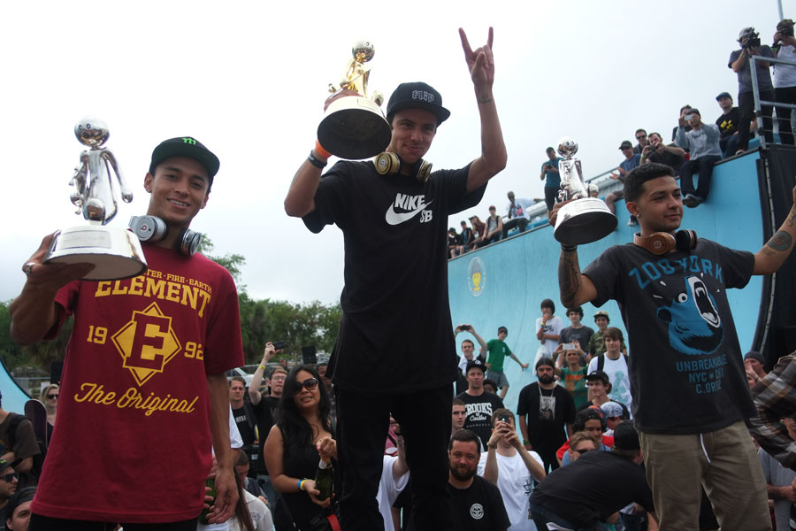 It's Luan, Nyjah, and Chaz for top three
